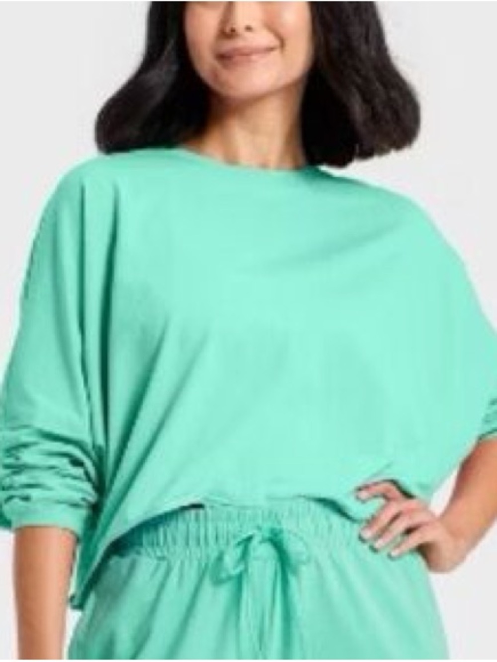 JoyLab - Women's Washed Jersey Long Sleeve Top - Green - M or XXL